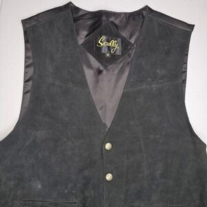 SCULLY‎ Men's Medium Black Leather Front Vest Western Cowboy -1606